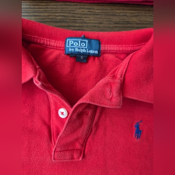 Lot Of 2 Polo by Ralph Lauren Kids Red Long Sleeve and Polo Shirt Sz.5. (P2) - Picture 4 of 5